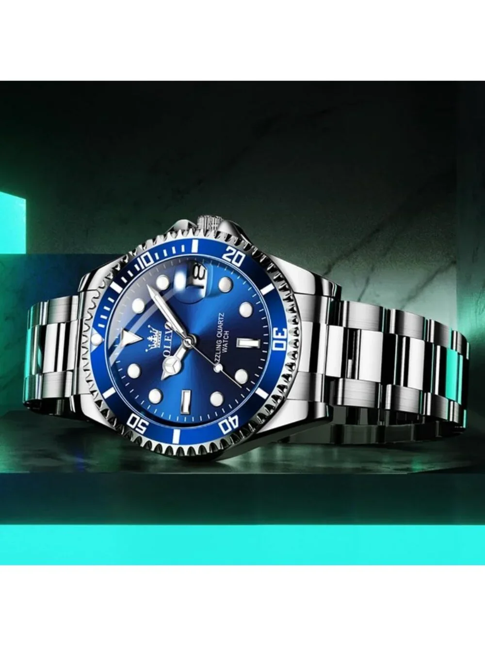 Luxury Men's Dress Watch - Big Face Stainless Steel Analog Quartz Timepiece